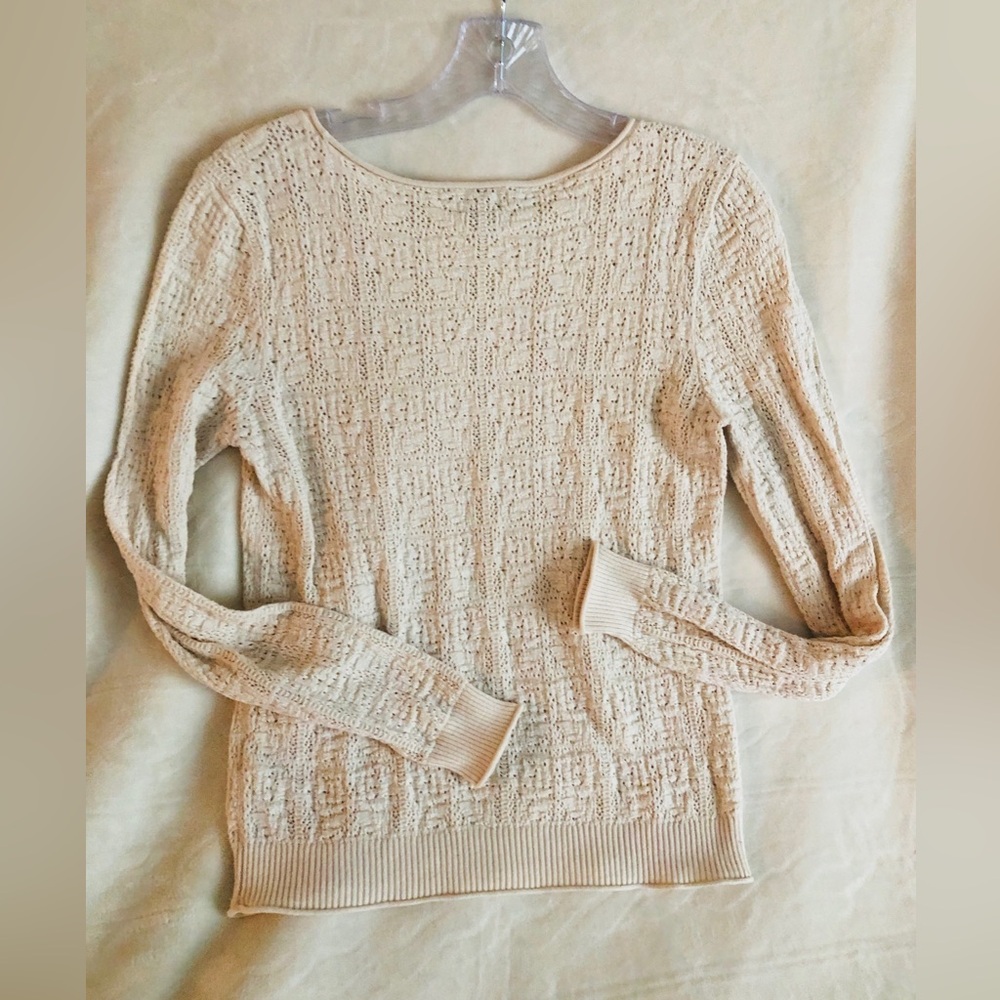 Lucky Brand Cotton Cream Sweater Size Small
